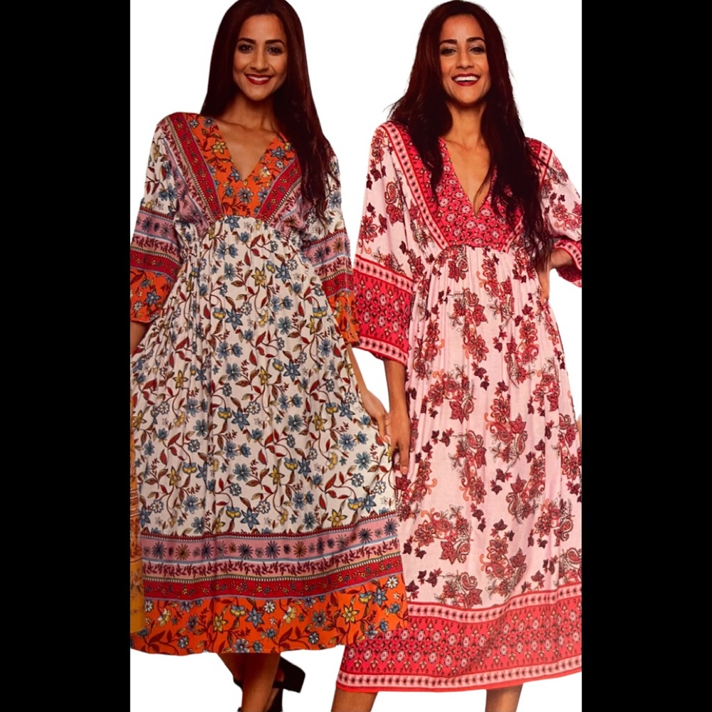 NWT. Dress by Sacred Threads.  S/M.  BL/RD2.  222505